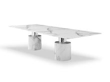 Load image into Gallery viewer, 180" Marble Double Pedestal Base Dining Table - White
