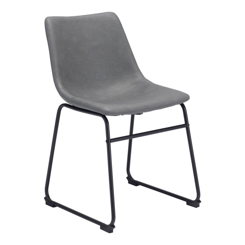 Upholstered Velvet Dining Side Chairs (Set of 2) - Charcoal / Black