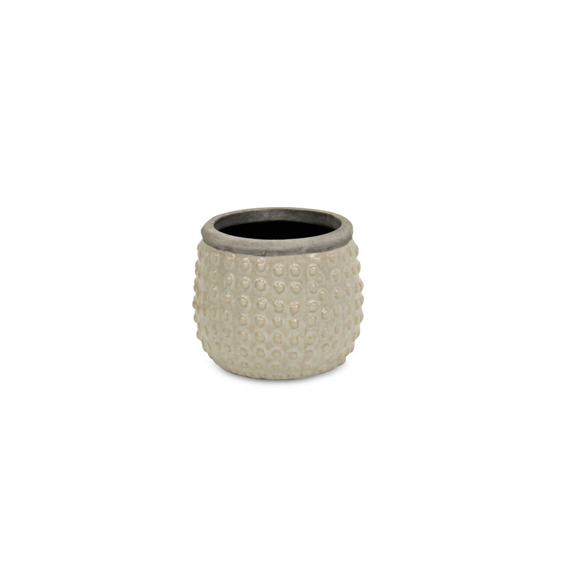 Dotted Round Pot Planter - Beige / Gray