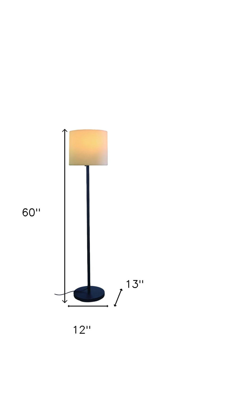 Traditional Shaped Floor Lamp With Drum Shade - Black / White