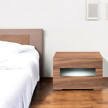 Load image into Gallery viewer, Dazzling Contemporary Led Nightstand With Two Drawers - Walnut
