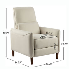 Load image into Gallery viewer, Upholstered Push Recliner Chair With Rubber Wood Legs For Living Room
