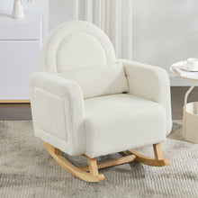 Load image into Gallery viewer, Accent Rocking Chair With Curved Back &amp; Pillow, Base, Ultimate Comfort For Living Room Or Nursery - Cream White
