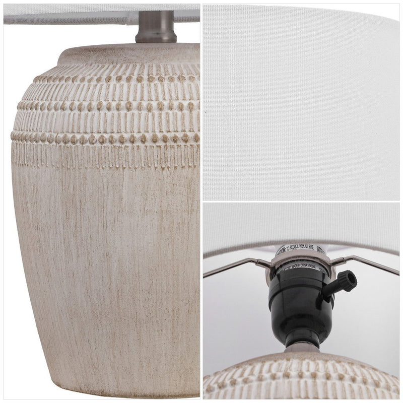 Gourd Table Lamps With Drum Shades (Set of 2) - White