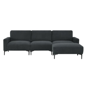 [VIDEO provided] [New] 103.5*59" Modern L-shaped Sectional Sofa, 4-seat Velvet Fabric Couch Set with Convertible Ottoman,Freely Combinable Sofa for Living Room, Apartment, Office,Apartment,2 Colors