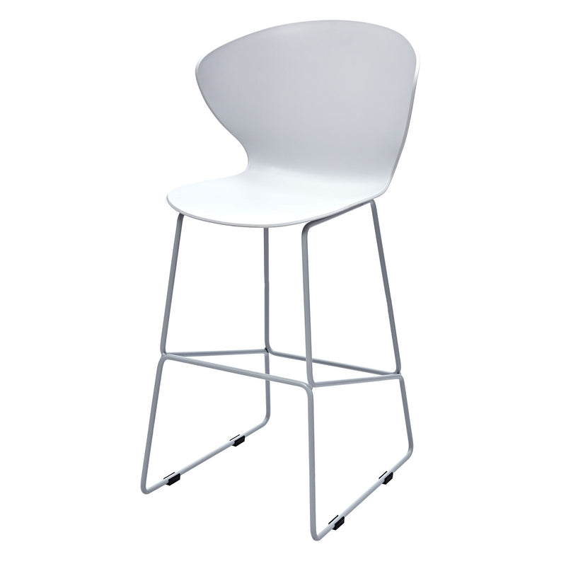 Heavy Duty Plastic And Metal Low Back Counter Height Bar Chairs (Set of 2) - White And Silver
