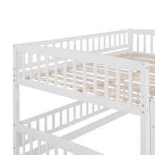 Load image into Gallery viewer, Bunk Bed with Slide,Full Over Full Low Bunk Bed with Fence and Ladder for Toddler Kids Teens White
