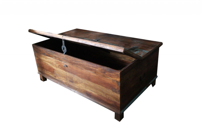 50" Solid Wood Distressed Lift Top Coffee Table - Natural