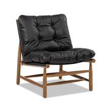 Load image into Gallery viewer, Oxford Leather Mid-Century Modern Accent Chair - Noir Black

