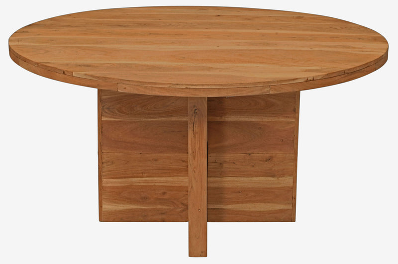 60" Rounded Solid Wood Pedestal Base Dining Table - Natural