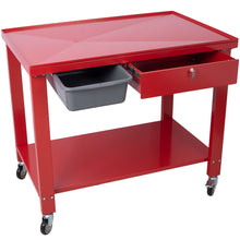 Load image into Gallery viewer, Transmission Teardown Work Station 1 / 2 Ton Capacity Sloping Drain Table Locking Drawer Removable Drain Basin Full-Width Lower Shelf Four 4" Caster Wheels
