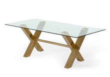 Load image into Gallery viewer, 87" Glass And Stainless Steel Sled Base Dining Table - Clear
