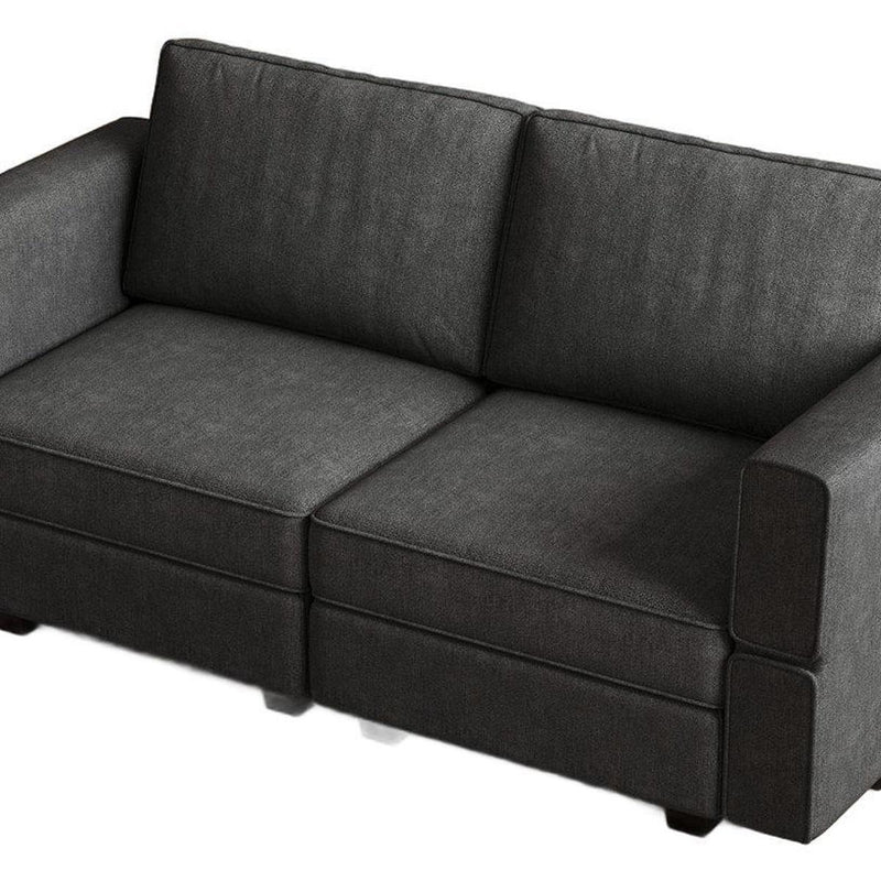 And Black Chenille Modular Loveseat With Storage - Dark Gray