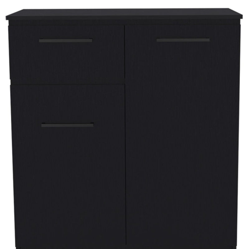 37" Wood Accent Cabinet With Two Doors And One Drawer - Black