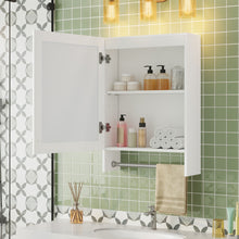 Load image into Gallery viewer, 3 In 1 Wall Mounted Bathroom Mirror Cabinet With Adjustable Shelf, Soft Close Door, Mirror &amp; Towel Bar - White
