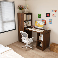 Load image into Gallery viewer, Stretchable Office Desk With Storage Shelves And Mobile Wheels
