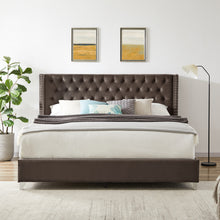 Load image into Gallery viewer, B100S King bed, Button designed Headboard,strong wooden slats + metal legs with Electroplate
