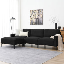 Load image into Gallery viewer, [VIDEO provided] [New] 103.5*59&quot; Modern L-shaped Sectional Sofa, 4-seat Velvet Fabric Couch Set with Convertible Ottoman,Freely Combinable Sofa for Living Room, Apartment, Office,Apartment,2 Colors
