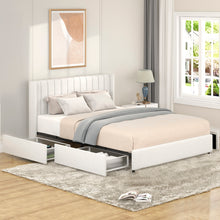 Load image into Gallery viewer, Anda Queen Size Ivory Boucle Upholstered Platform Bed with Patented 4 Drawers Storage, Tufted Headboard, Wooden Slat Mattress Support, No Box Spring Needed.
