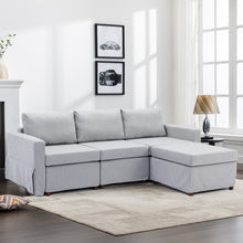 Load image into Gallery viewer, 3 Seat Module Sectional Sofa Couch With 1 Ottoman,Seat Cushion and Back Cushion Removable and Washable,Light Grey
