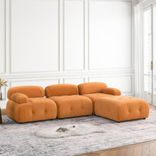 Load image into Gallery viewer, Modular Sectional Sofa, Button Tufted Designed and DIY Combination,L Shaped Couch with Reversible Ottoman, Orange Velvet
