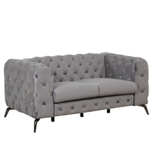 Load image into Gallery viewer, 63&quot; Velvet Upholstered Loveseat Sofa,Modern Loveseat Sofa with Button Tufted Back,2-Person Loveseat Sofa Couch for Living Room,Bedroom,or Small Space,Gray
