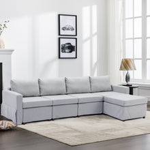 Load image into Gallery viewer, 4 Seat Module Sectional Sofa Couch With 1 Ottoman,Seat Cushion and Back Cushion Removable and Washable,Light Grey
