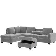 Load image into Gallery viewer, Orisfur. Modern Sectional Sofa with Reversible Chaise, L Shaped  Couch Set with Storage Ottoman and Two Cup Holders for Living Room
