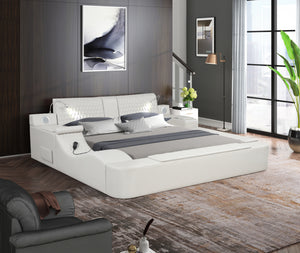 Zoya Smart Multifunctional Queen Size Bed Made with Wood in Beige