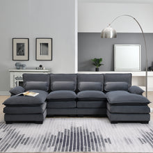 Load image into Gallery viewer, [VIDEO provided][New]109.8*55.9&quot; Modern U-shaped Sectional Sofa with Waist Pillows,6-seat Upholstered Symmetrical Sofa Furniture,Sleeper Sofa Couch with Chaise Lounge for Living Room,Apartment,2 Color
