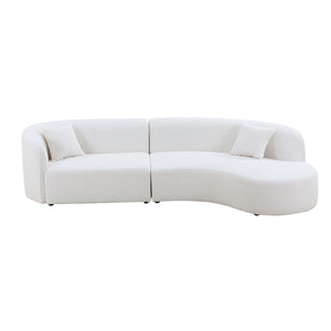 Luxury Modern Style Living Room Upholstery Curved Sofa with Chaise 2-Piece Set, Right Hand Facing Sectional,  Boucle Couch, White