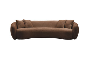 102'' 5-Seater Boucle Sofa Modern Sectional Half Moon Leisure Couch Curved Sofa Teddy Fleece Brown