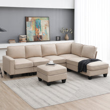 Load image into Gallery viewer, [VIDEO provided] [New] 104.3*78.7&quot; Modern L-shaped Sectional Sofa,7-seat Linen Fabric Couch Set with Chaise Lounge and Convertible Ottoman for Living Room,Apartment,Office,3 Colors
