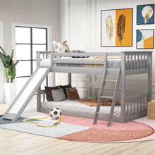 Load image into Gallery viewer, Twin over Twin Bunk Bed with Convertible Slide and Ladder, Gray
