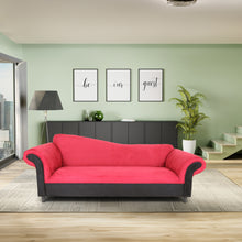 Load image into Gallery viewer, S-back Red and Black Velvet Sofa for Living Room, Modern 3-Seater Sofas Couches for Bedroom, Office, and Apartment with Solid Wood Frame
