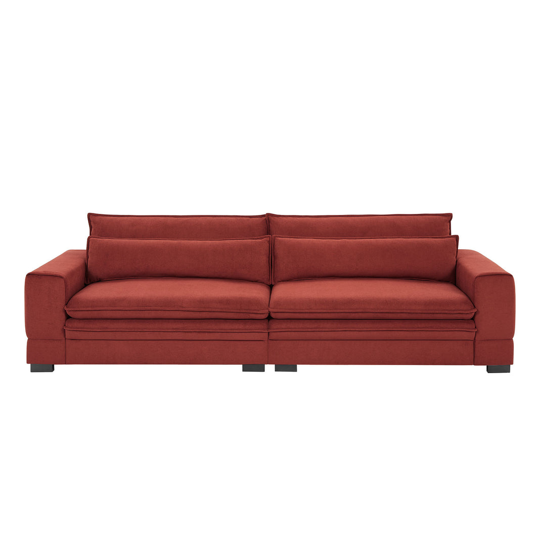 Mid-Century Modern Fabric Sofa, Upholstered Sofa Couch with two pillows  Modern Loveseat Sofa for Living Room RED