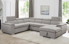 Load image into Gallery viewer, 125&quot; Modern U Shaped 7-seat Sectional Sofa Couch with Adjustable Headrest, Sofa Bed with Storage Chaise-Pull Out Couch Bed for Living Room ,Beige
