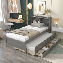 Load image into Gallery viewer, Twin Bed with Twin Trundle,Drawers,Grey
