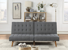 Load image into Gallery viewer, Blue Grey Modern Convertible Sofa 1pc Set Couch Polyfiber Plush Tufted Cushion Sofa Living Room Furniture Wooden Legs
