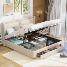 Load image into Gallery viewer, Queen Size Storage Upholstered Hydraulic Platform Bed with 2 Drawers, Beige
