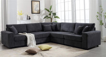 Load image into Gallery viewer, Oversized  Length117.2&#39;&#39;*Width 117.2&#39;&#39; Modular Sectional Sofa Couches Set ,Corduroy Upholstered Deep Seat Comfy Sofa For Living Room,Dark Gray
