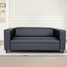 Load image into Gallery viewer, Black Faux Leather Sofa, Modern 3-Seater Sofas Couches for Living Room, Bedroom, Office, and Apartment with Solid Wood Frame
