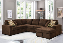 Load image into Gallery viewer, 123&quot; Oversized Sectional Sofa with Storage Chaise, U Shaped Sectional Couch with 4 Throw Pillows for Large Space Dorm Apartment. Chocolate
