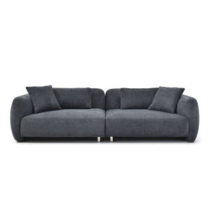 110.23 Inches Teddy Velvet Sofa, Mid Century Sofa 3 Seater Couch with 4 Pillows for Bedroom, Living Room, Lounges, Office, Apartment BLACK