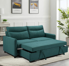 Load image into Gallery viewer, 3 in 1 Convertible Sleeper Sofa Bed, Modern Fabric Loveseat Futon Sofa Couch w/Pullout Bed, Small Love Seat Lounge Sofa w/Reclining Backrest, Furniture for Living Room,Green
