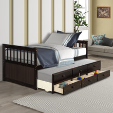 Load image into Gallery viewer, TOPMAX Captain&#39;s Bed Twin Daybed with Trundle Bed and Storage Drawers, Espresso
