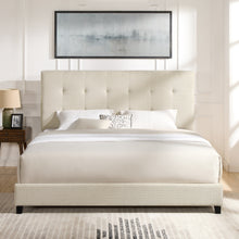 Load image into Gallery viewer, Bridgevine Home King Size Beige Tufted Upholstered Platform Bed
