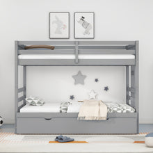 Load image into Gallery viewer, Twin over Pull-out Bunk Bed with Trundle, Gray
