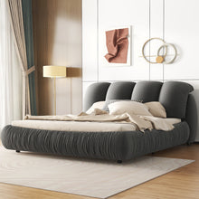 Load image into Gallery viewer, King Size Luxury Upholstered Bed with Thick Headboard, Velvet King Bed with Oversized Padded Backrest, Gray(Expect Arrive date 2024/3/15)
