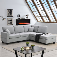 Load image into Gallery viewer, [VIDEO provided][New]89.8*60.2&quot; Modern Sectional Sofa,5-Seat Modular Couch Set with Convertible Ottoman,L-Shape Linen Fabric Corner Couch Set with 2 Pillows for Living Room,Apartment,Office, 3 Colors
